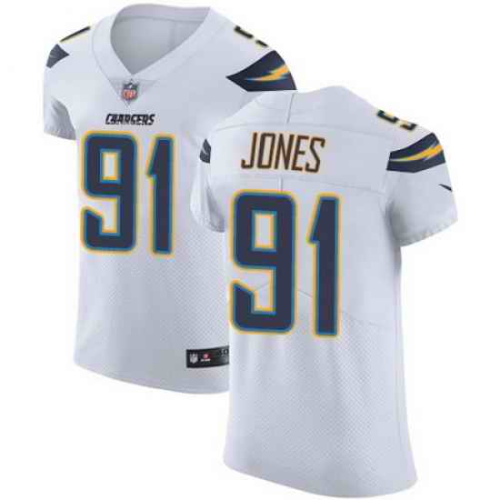 Nike Chargers #91 Justin Jones White Mens Stitched NFL Vapor Untouchable Elite Jersey